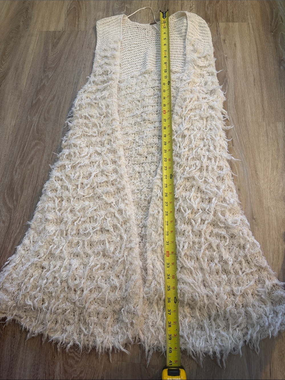 Free People White Faux-Fur Sleeveless Long Vest - Picture 12 of 16